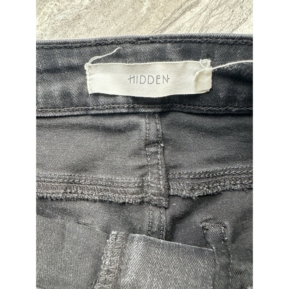 Hidden Jeans Women's 24 Black Skinny Jeans High Rise Zip Ankle Raw Hem 0033 - Picture 3 of 8